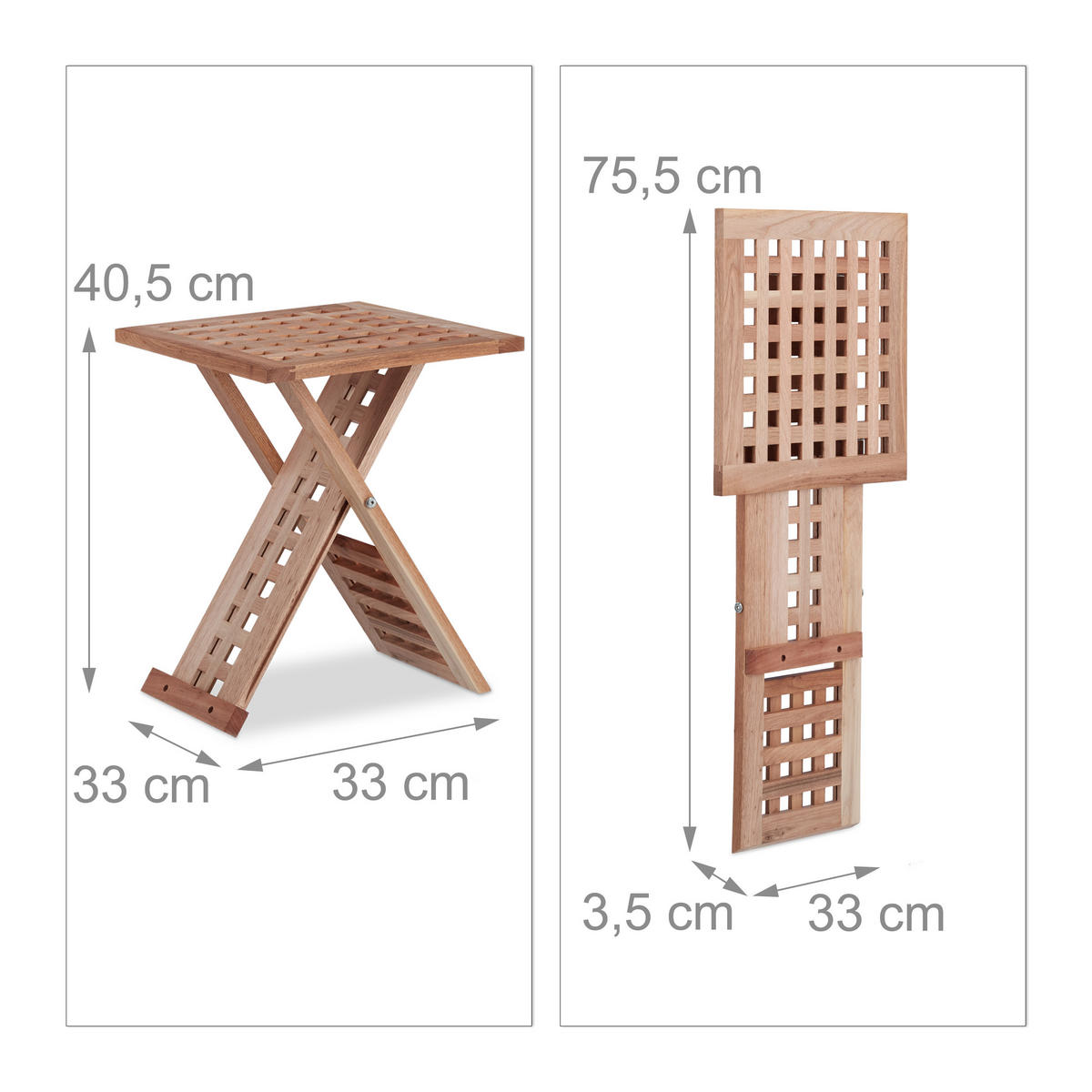 BEISTELLTISCH - Hellbraun, Holz (33/33/40.5cm) - Relaxdays