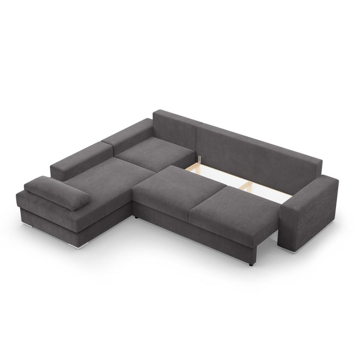 ECKSOFA MIT SCHLAFFUNKTION VELANO Dunkelgrau - Dunkelgrau, Textil (231/287cm) - Mebligo