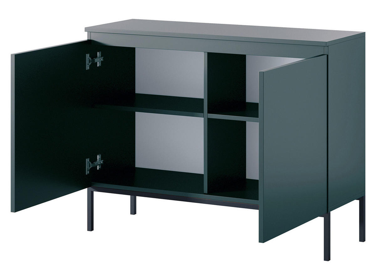 SIDEBOARD Bemmi Dunkelgrün mit Metallbeinen 100 cm - Dunkelgrün/Schwarz, Holzwerkstoff/Metall (100/77/35cm) - Selsey