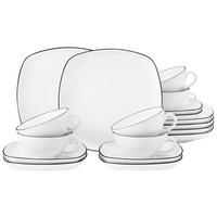 TEESERVICE Lido Black Line weiß 18er Set - Weiß, Keramik (1/1/1cm) - Seltmann Weiden