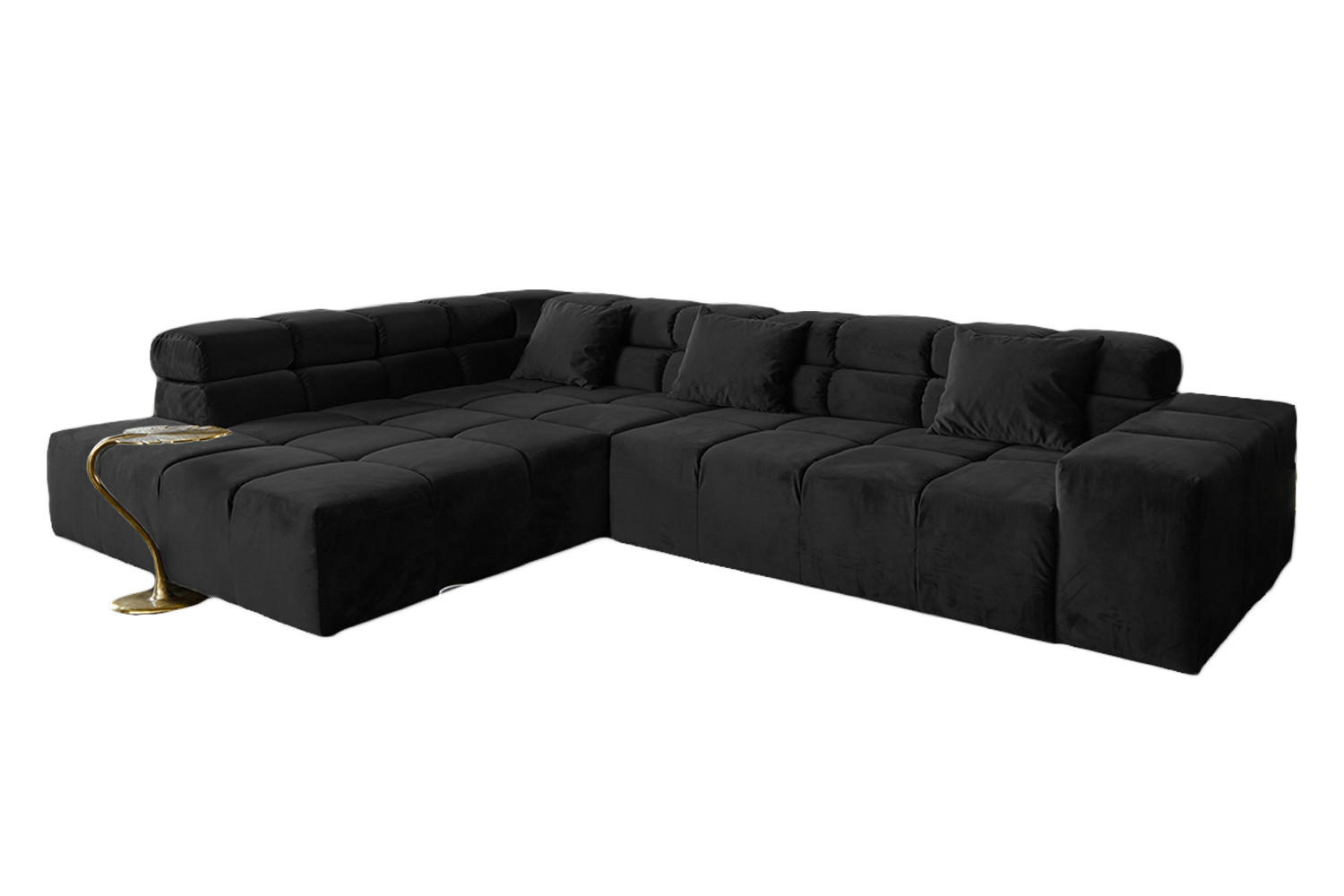 ECKSOFA MIT MOTORISCHEM SITZVORZUG NEVADA Schwarz Velvet - Schwarz, Textil (319/215cm) - KAWOLA