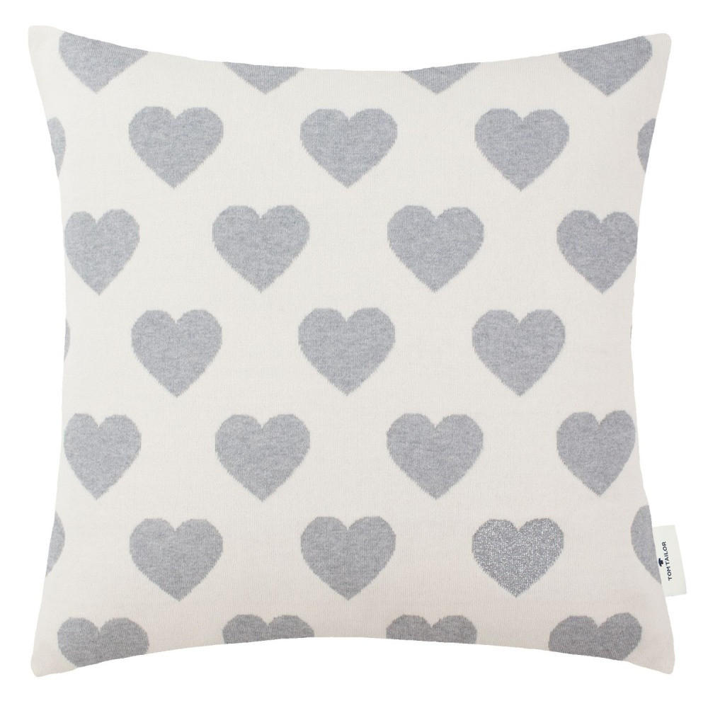 ZIERKISSENHÜLLE Hearts grau 45x45cm - Grau, Textil (45/45cm) - Tom Tailor