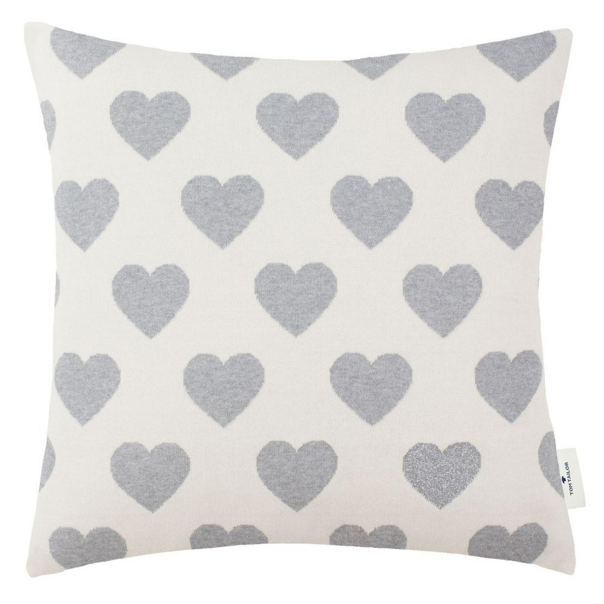 ZIERKISSENHÜLLE Hearts grau 45x45cm - Grau, Textil (45/45cm) - Tom Tailor