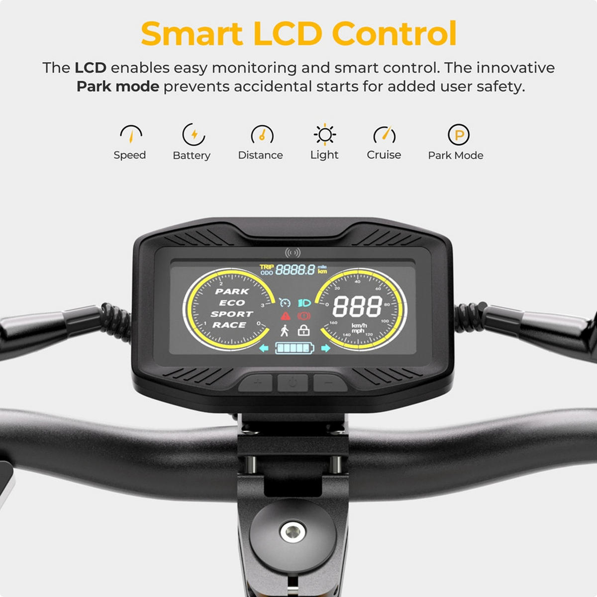 E-SCOOTER Ausom SR1 Dual Motor mit 2000W Leistung, 95 km Reichweite, NFC-Entsperrung, hydraulischen Bremsen und Offroad-Design - Dunkelgrau, Metall (62cm)
