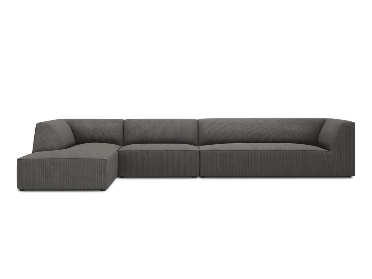 ECKSOFA links Ruby aus Cord dunkelgrau 5 Sitzplätze - Dunkelgrau, Textil (180/366cm) - Micadoni