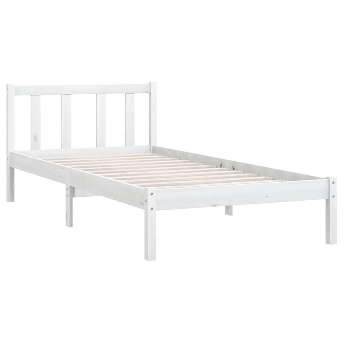BETT mit Kopfteil, 100/200 cm, aus Massivholz Kiefer, in Weiß - Weiß, Holz - vidaXL