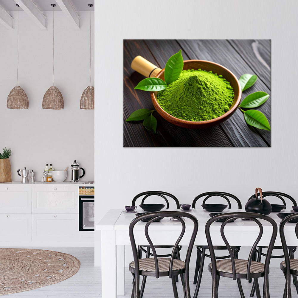 LEINWANDBILD Matcha in Pulverform 100x70cm - Grün, Textil (100/70cm) - Feeby