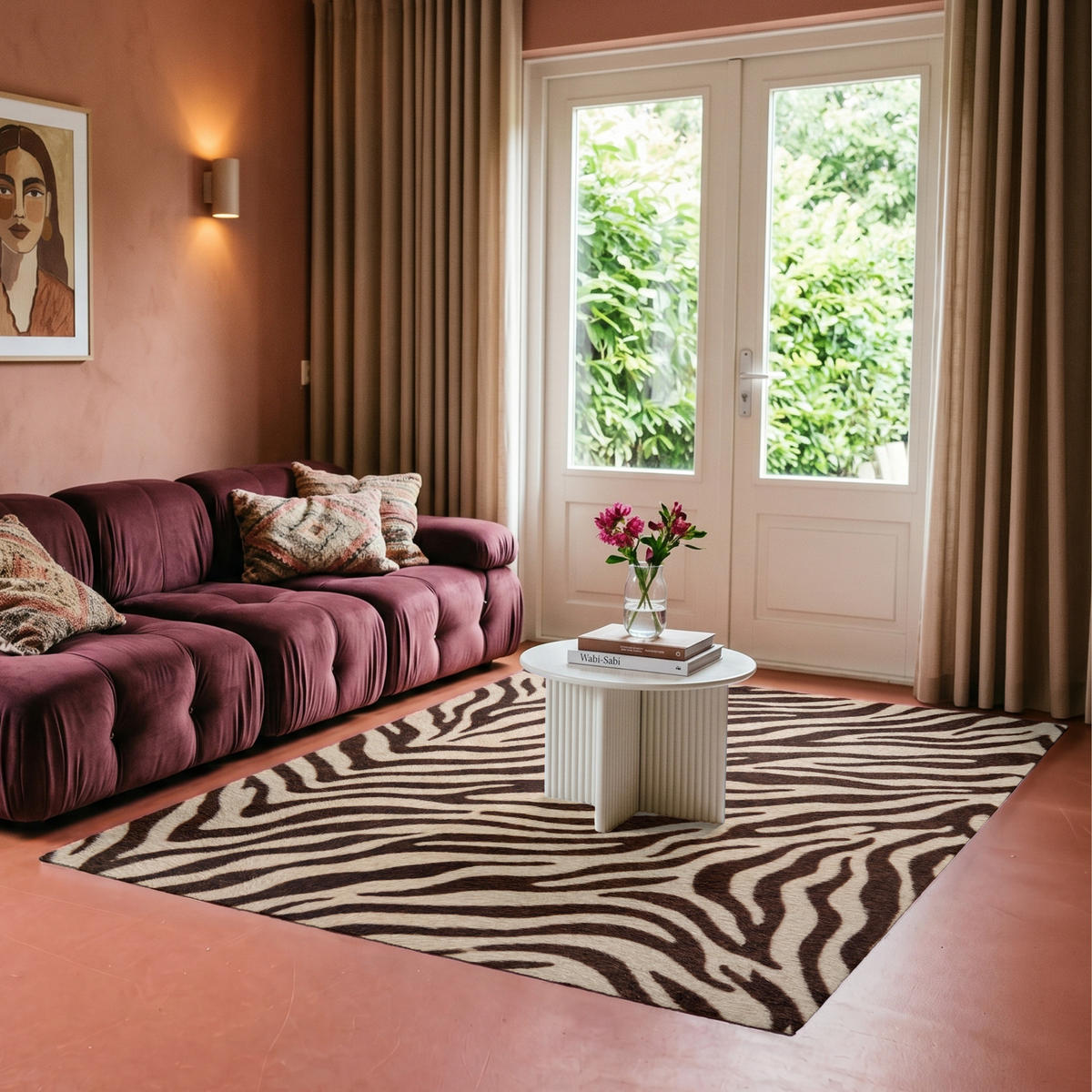 KOBERCE - Zebra - Pruhy - hnedá - 150x230 cm - čierna, textil/plast (150/0.4cm) - OnlyWow