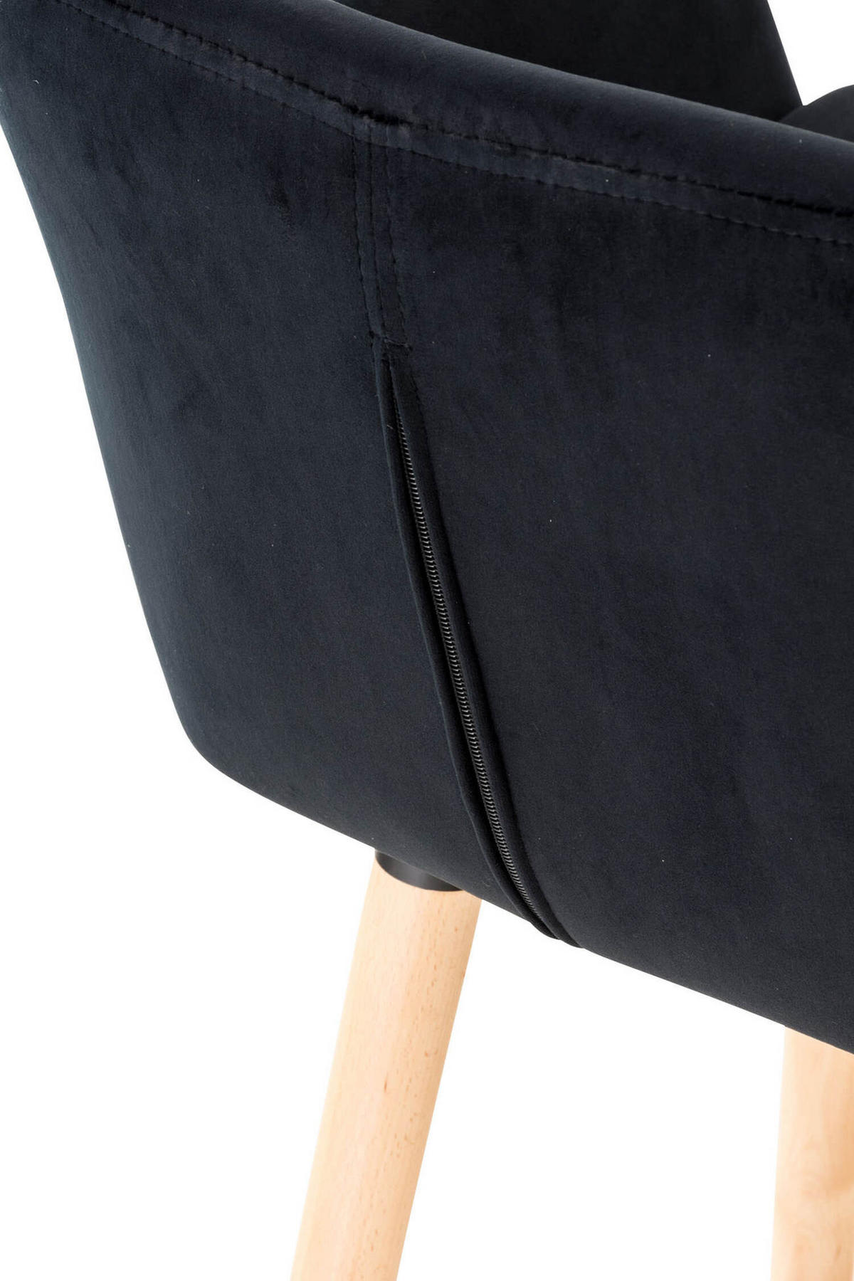 BARHOCKER Grande, Gestell Holz, Samt Schwarz - Schwarz/Braun, Holz/Textil (55/99/46cm) - TPFLiving