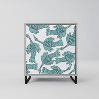 SIDEBOARD WATERSPOUT SONGIBIRD, Grau, 57,5x42x67,5 cm, Schwarze Metall-Rahmenfüße - Multicolor/Schwarz, Holzwerkstoff/Metall (57.5/67.5/42cm) - SpaceRebels