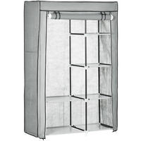 KLEIDERSCHRANK aus Stoff 103/43/162,5 cm in Grau mit 6 Fächern und Kleiderstange - Grau, Textil (103/162.5/43cm) - BEAOK