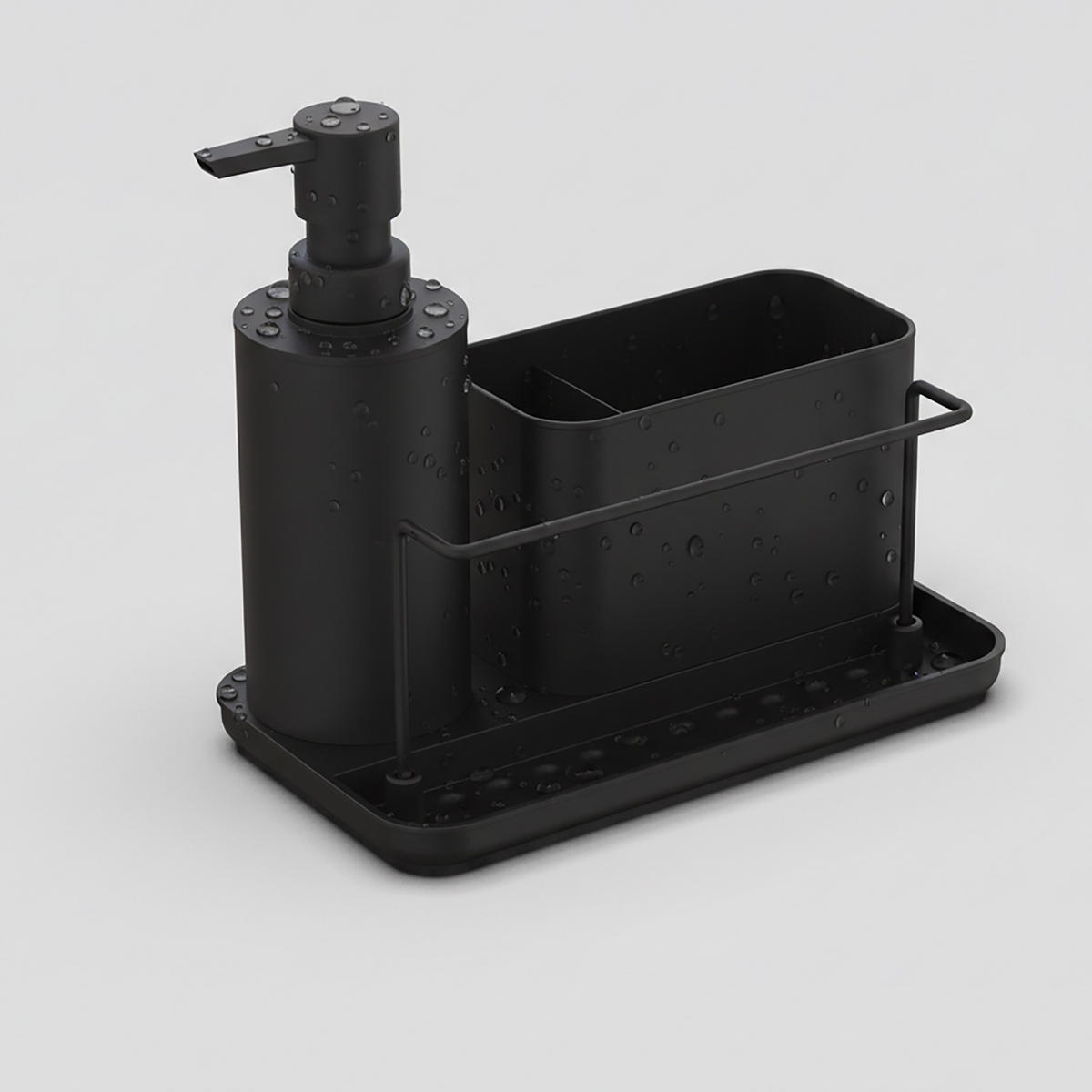 SPÜLBECKEN-ORGANIZER Set - Schwarz, Kunststoff/Metall (21/19/12cm) - Relaxdays