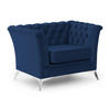 CHESTERFIELD-SESSEL Whitby Marineblau Samt mit silbernen Füßen - Silberfarben/Dunkelblau, Holz/Textil (116/78/82cm) - S-Style Möbel