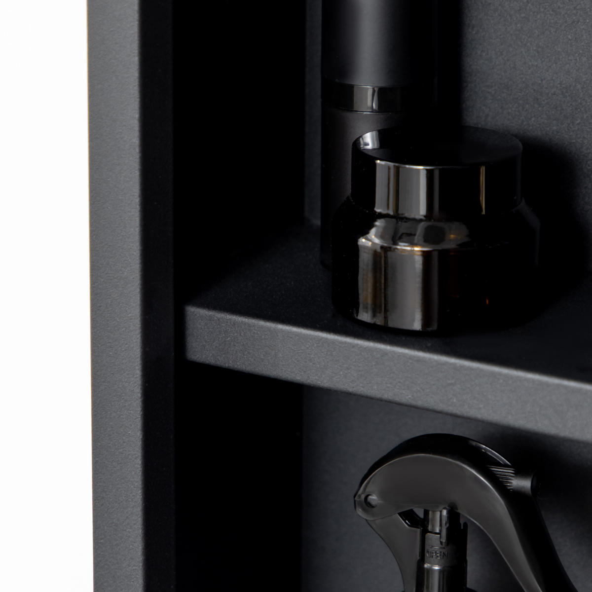 SPIEGELSCHRANK, Badezimmerschrank mit 3 Etagen, Medizinschrank, Hängeschrank für Schlafzimmer, Schwarz, 40 x 12 x 60 cm - Schwarz, Metall (12/60/40cm) - Ej. Life