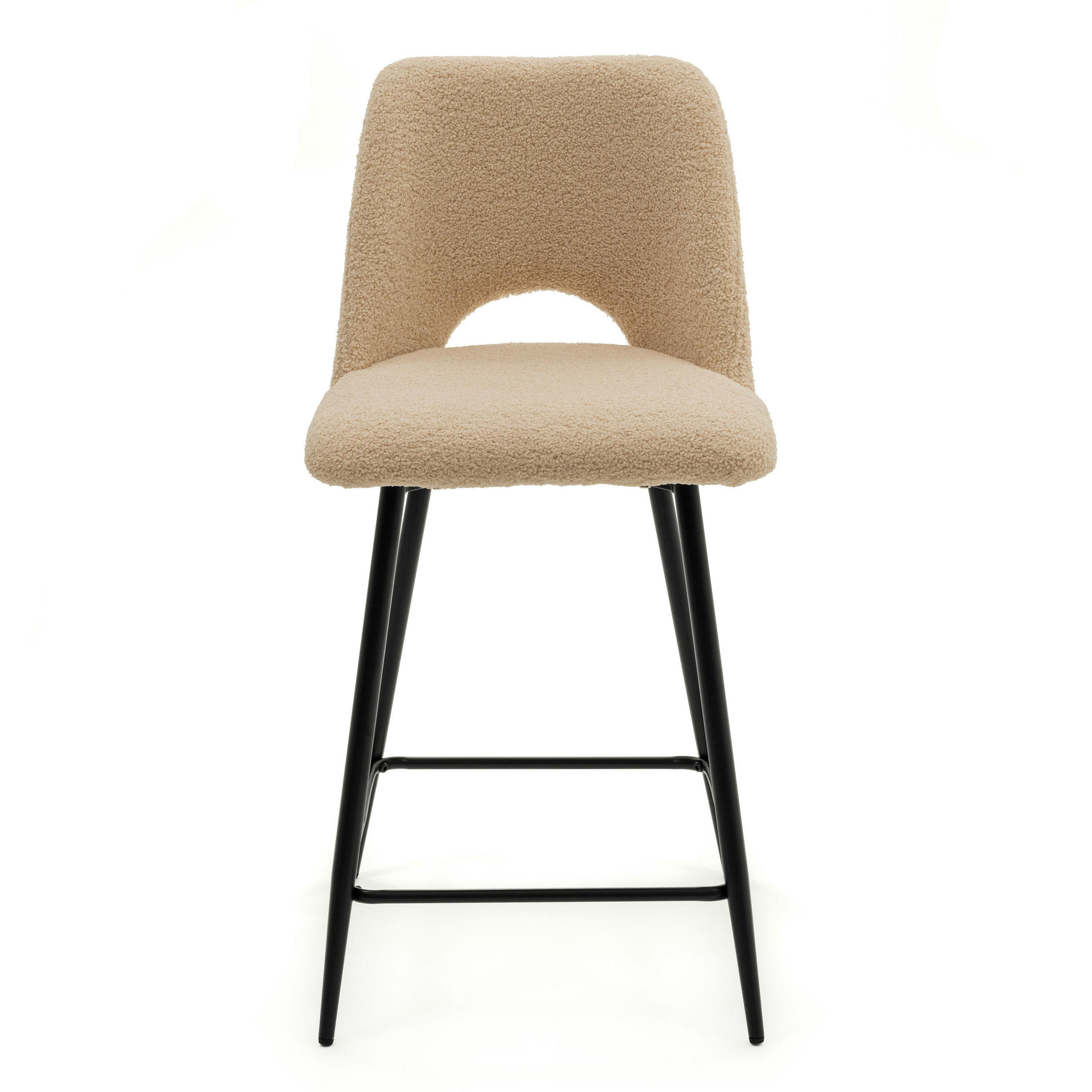 BARHOCKER ORO gepolsterter mit Steppung - beige - Boucle - Beige/Schwarz, Textil/Metall (48/94/55cm) - NEW HOME