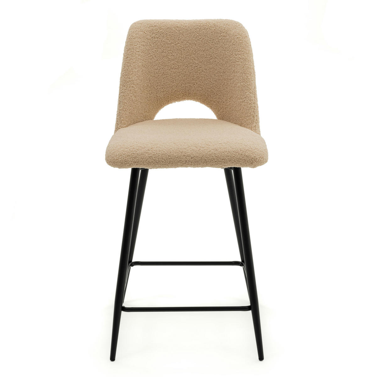 BARHOCKER ORO gepolsterter mit Steppung - beige - Boucle - Beige/Schwarz, Textil/Metall (48/94/55cm) - NEW HOME