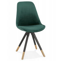 STUHL Stoffbezug Holzgestell mit Goldakzenten, Grün 48x56x83 cm - Schwarz/Grün, Holz/Buchenholz (48/83/56cm) - KADIMA DESIGN