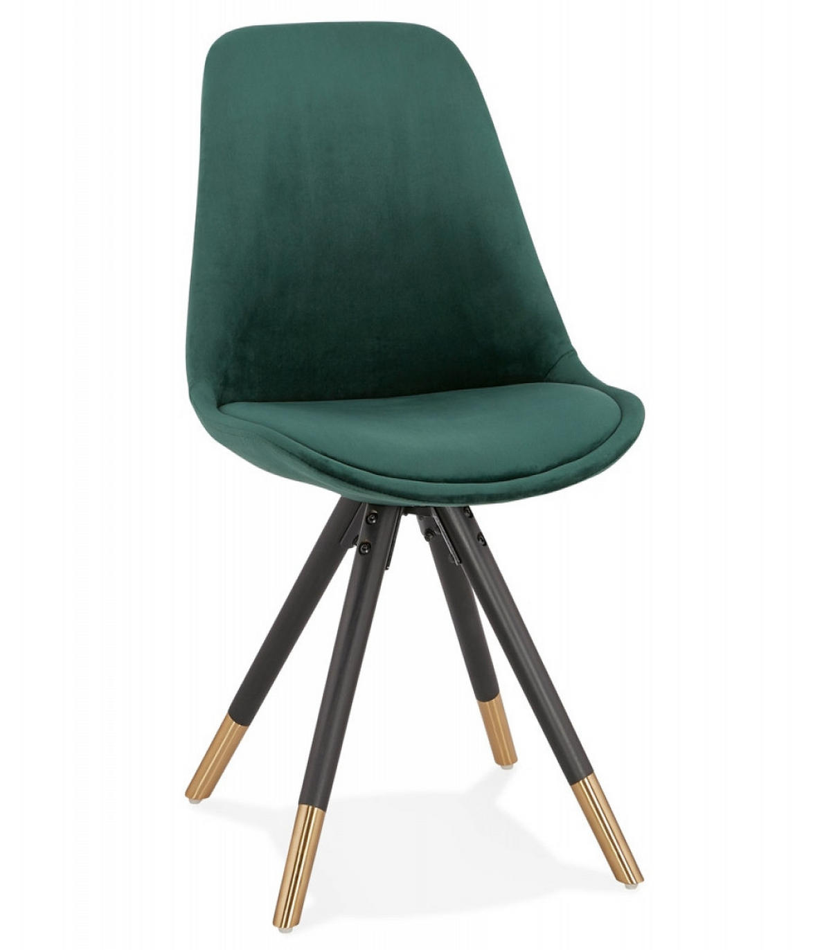 STUHL Stoffbezug Holzgestell mit Goldakzenten, Grün 48x56x83 cm - Schwarz/Grün, Holz/Buchenholz (48/83/56cm) - KADIMA DESIGN