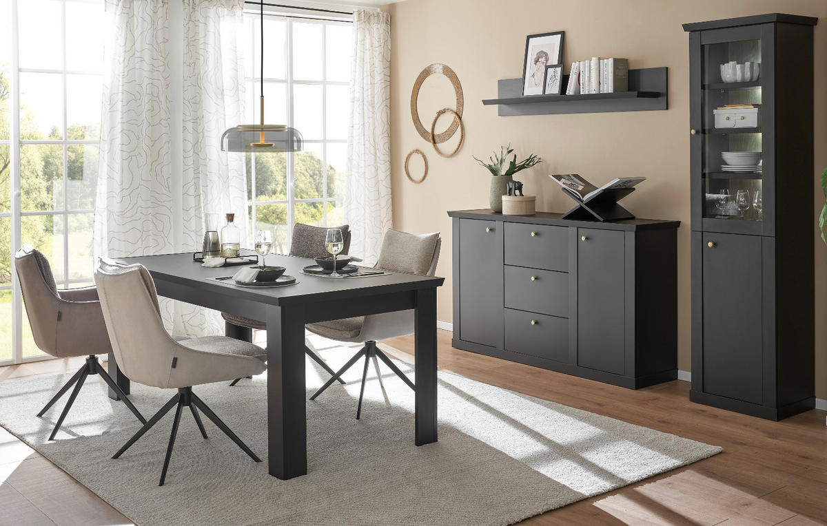 WANDBOARD schwarz matt, Wandregal 140 cm - Schwarz, Holzwerkstoff/Metall (140/45/22cm) - Furn.Design