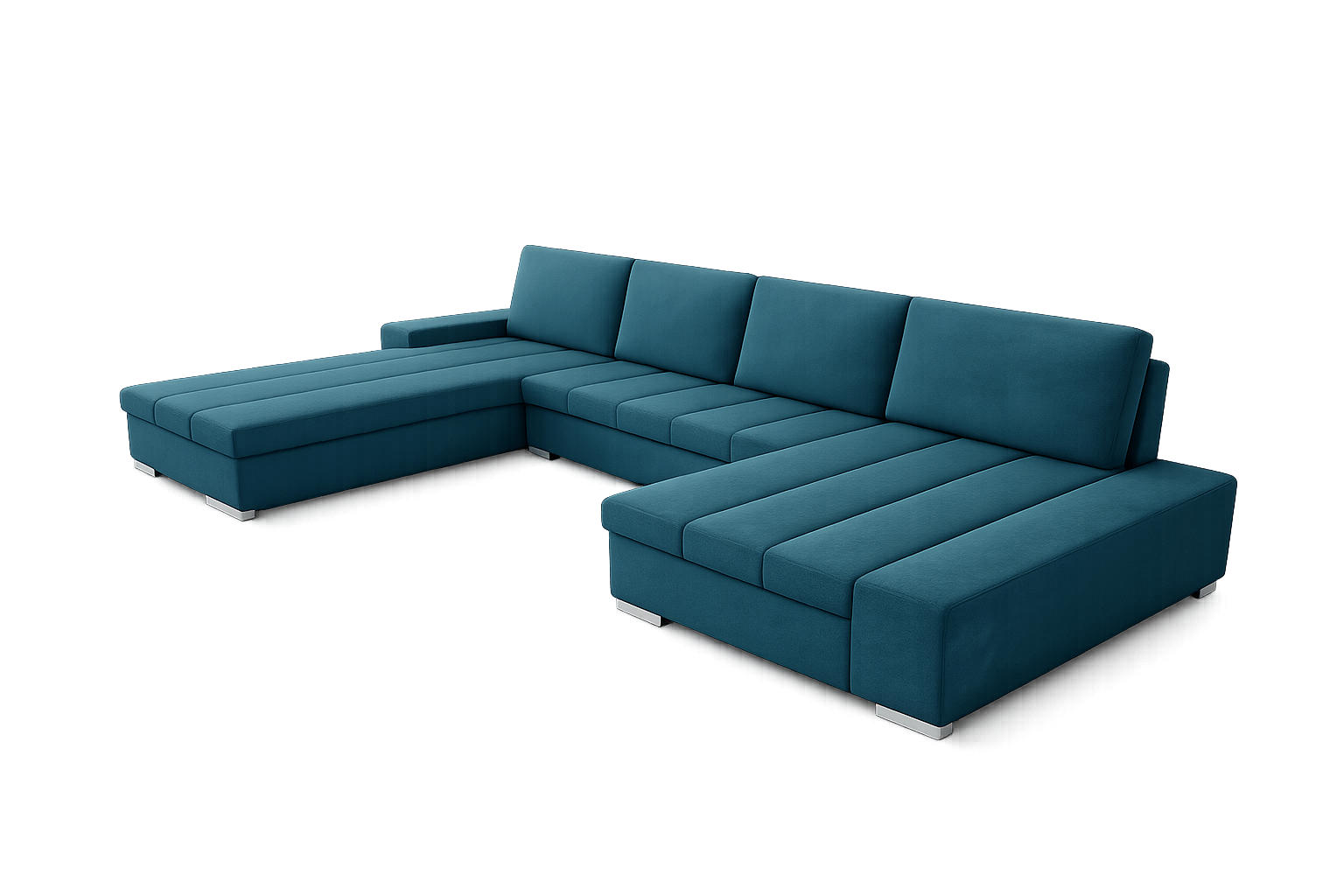 WOHNLANDSCHAFT VERONA U-Form mit Schlaffunktion, Bettkasten und Wellenfederung – Großzügiges Ecksofa 387 cm - Petrol, Kunststoff (387/85/213cm) - Wohnideebilder