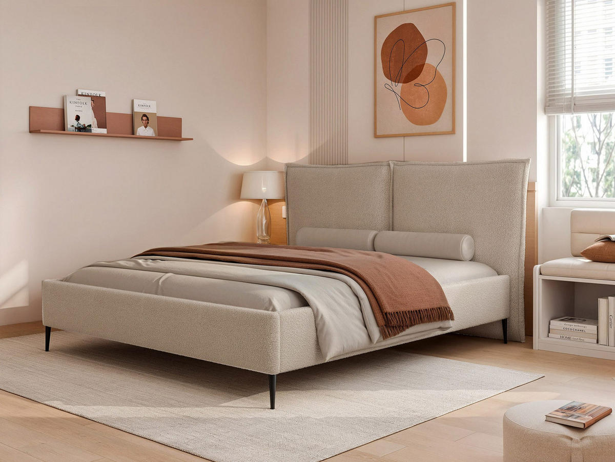 POLSTERBETT holzrahmen beige 120x200 ORION - Beige, Holzwerkstoff (120/200cm) - Compleo24