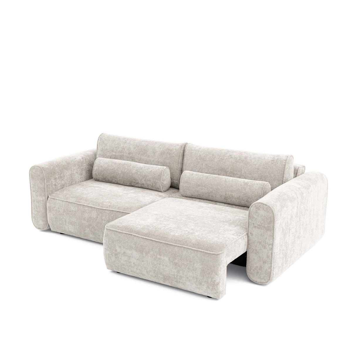 ECKSOFA MOTION mit Schlaffunktion 130x200 Webstoff Beige - Beige/Schwarz, Holz/Textil (250/166cm) - Muffo