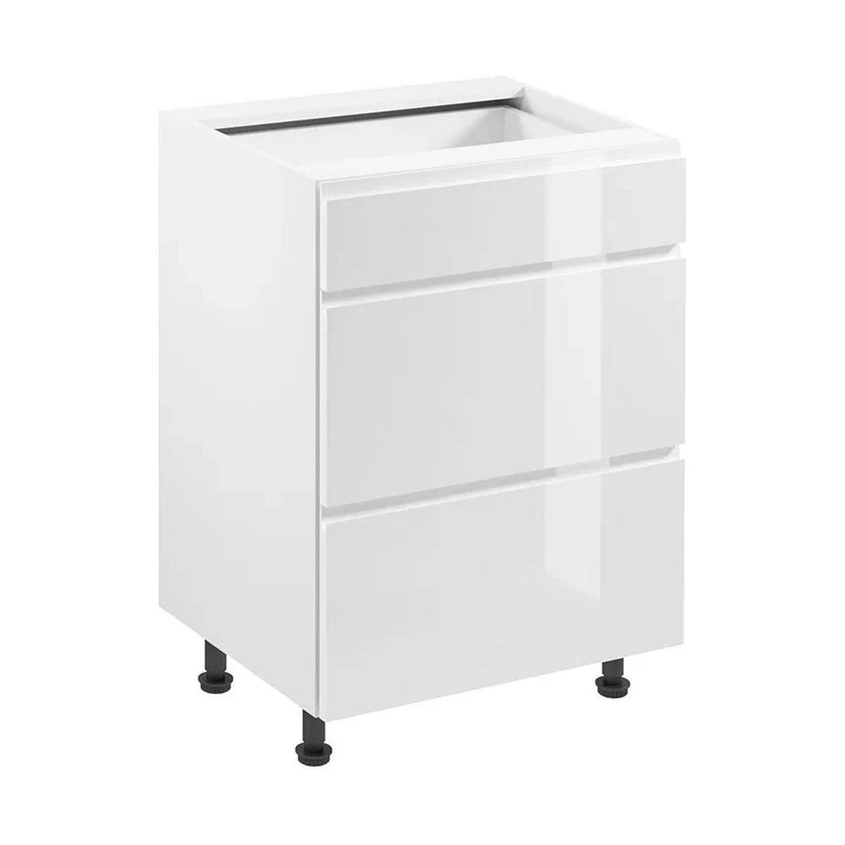 UNTERSCHRANK – 60 cm – D60S3 – Velmora – Weiß Hochglanz - Weiß Hochglanz, Holzwerkstoff (60/82/47cm) - ROYAL24_MARKT