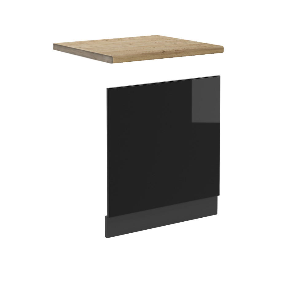 FRONTBLENDE R-Line Schwarz Hochglanz 60 cm, AP Eiche - Schwarz Hochglanz/Anthrazit, Holzwerkstoff (60/57.2/1.6cm) - Vicco
