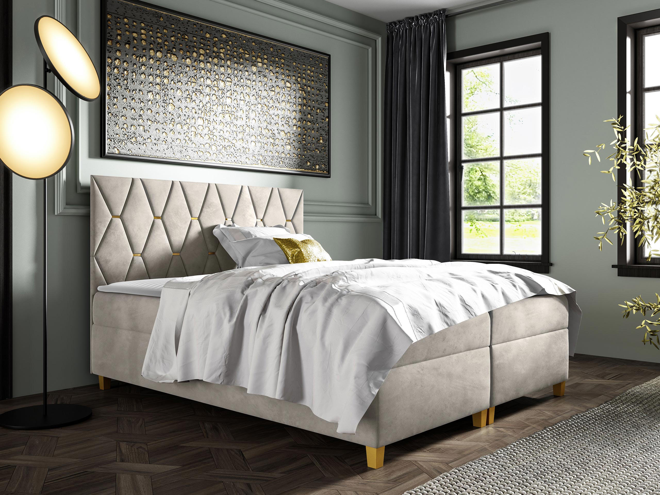 BOXBETT Inez - Kaschmir, Holz (140/200cm) - MIRJAN24