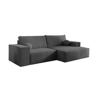 ECKSOFA NEPTUN 255/148 in Cord Anthrazit rechts - Anthrazit, Holz/Holzwerkstoff (255/148cm) - Deine Möbel 24