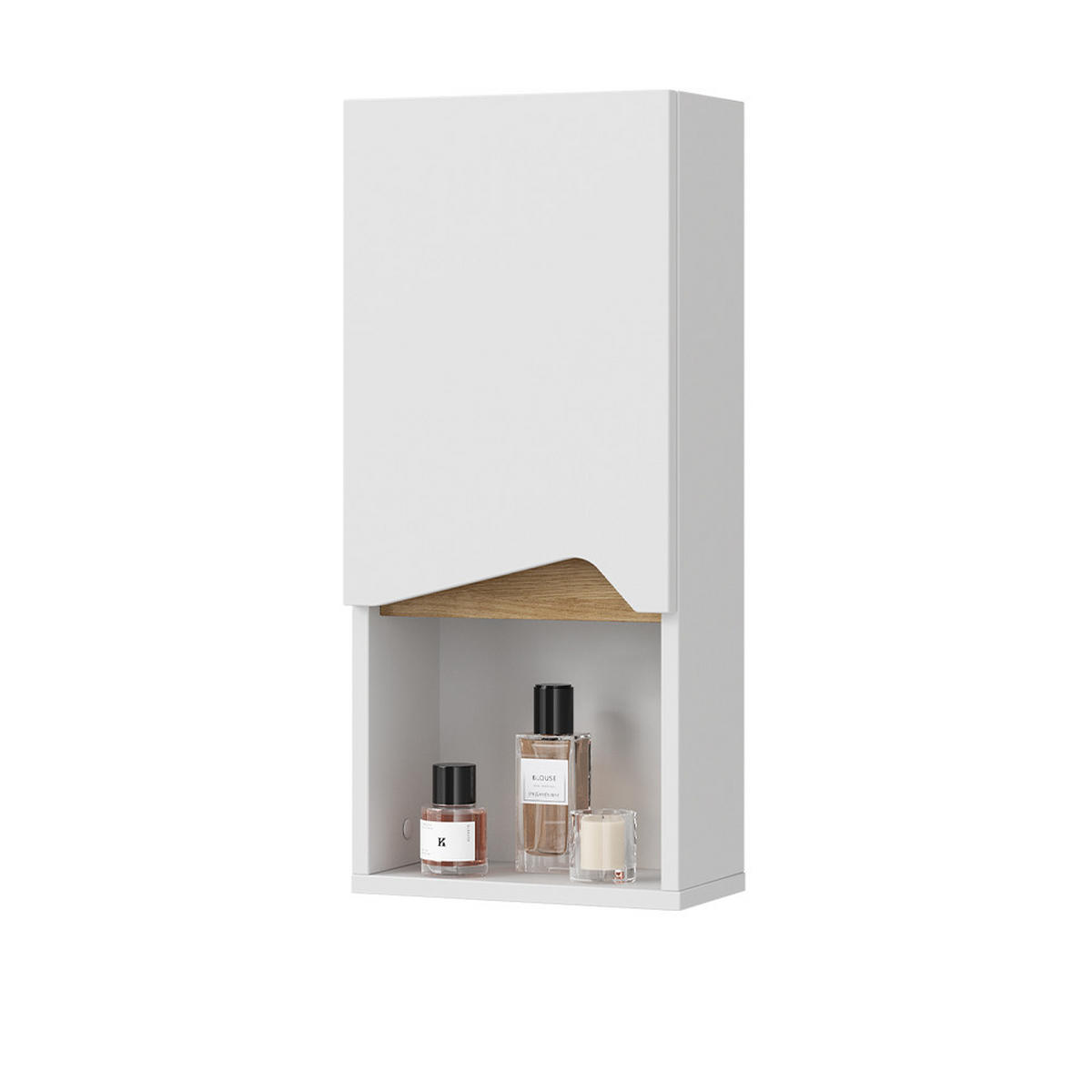 BADSCHRANK Marelle Weiß 30 x 67 cm mit Tür und offenem Fach - Weiß, Holzwerkstoff (30/67/17cm) - Vicco