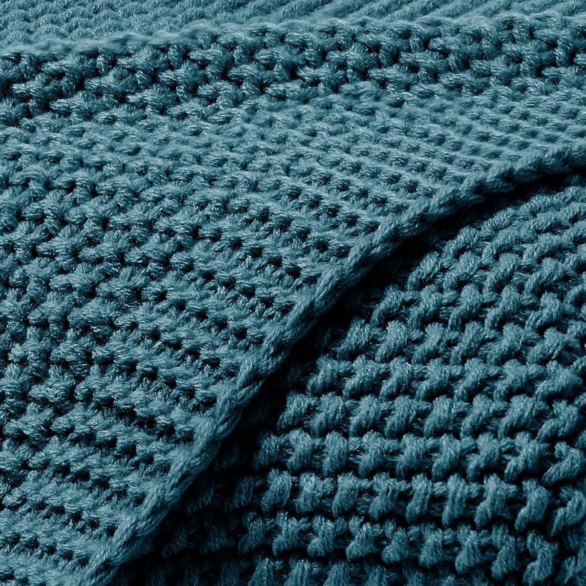STRICKDECKE 130x170 cm, Kuscheldecke aus 100% Polyacryl, Flauschige Wohnzimmer Wohndecke für Sofa, Bett, Couch uvm. - Petrol - Petrol, Textil (130/170cm) - Carpe Sonno