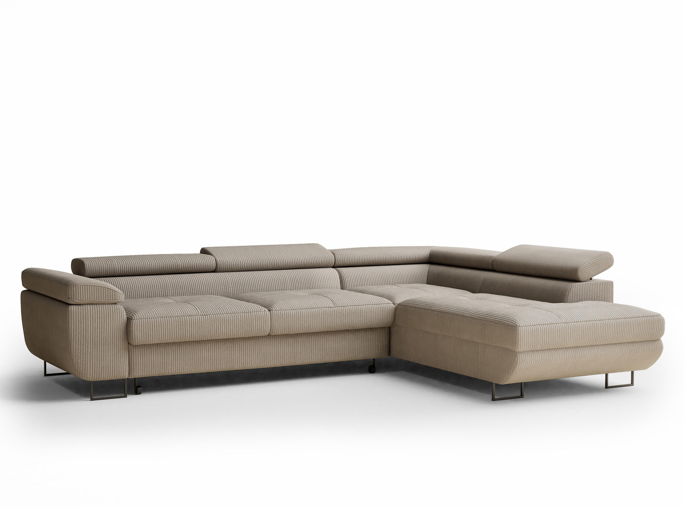 ECKSOFA MIT SCHLAFFUNKTION Concord Dunkelbeige Samtstoff - Beige/Schwarz, Holz/Holzwerkstoff (277/203cm) - Maison de Reve