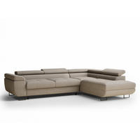 ECKSOFA MIT SCHLAFFUNKTION Concord Dunkelbeige Samtstoff - Beige/Schwarz, Holz/Holzwerkstoff (277/203cm) - Maison de Reve