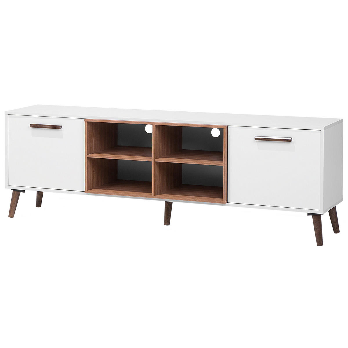 TV-MÖBEL Weiß, Dunkelbraun ALLOA 40/180/60 cm - Weiß, Holzwerkstoff (180/60/40cm) - Beliani