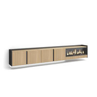 LOWBOARD, Eiche und Schwarz, 315/35/50cm, Elektrokamin XXL, Hängend, Led - Eichefarben, Holzwerkstoff (315/50/35cm) - Skraut Home