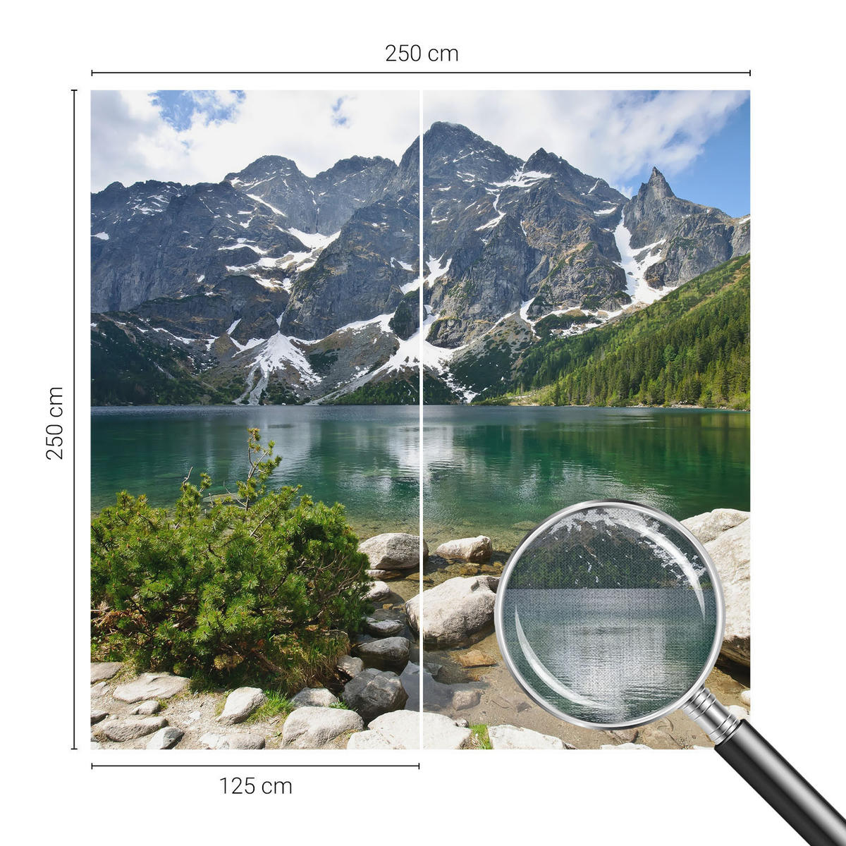 FOTOTAPETE 250x250 cm - Bergsee - Grün, Textil (250/250cm) - Wallfluent