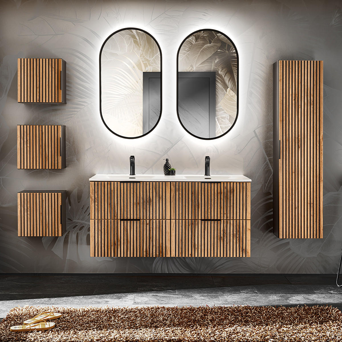 SCHRANK Gaia Holz in Eichenoptik und Schwarz - Schwarz, Holzwerkstoff (35/35/22cm) - Petits-meubles