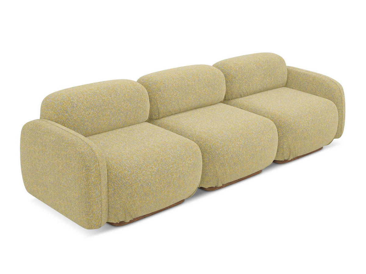 4-SITZER-SOFA Strukturstoff Stoff Gelb - Currygelb/Gelb, Holz/Textil (270/73/95cm) - Makamii
