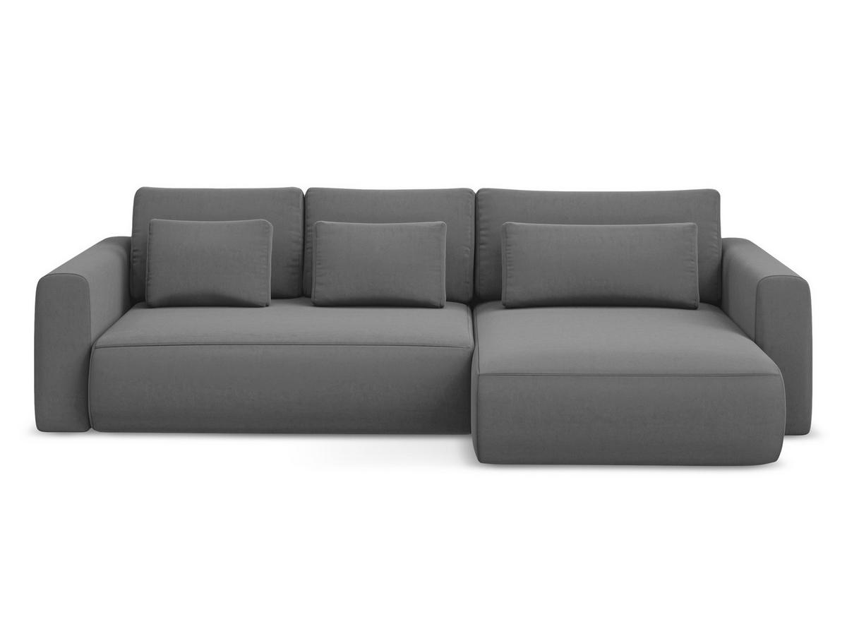 ECKSOFA mit Schlaffunktion Samt Stoff Grau - Schwarz/Grau, Kunststoff/Textil (278/149cm) - Makamii