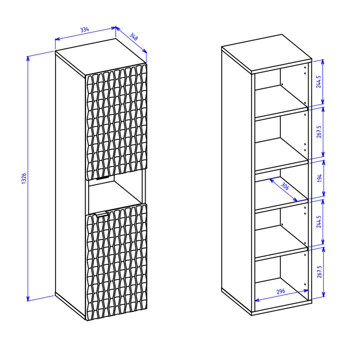 BADMÖBEL 63cm Nevia 2er-Set Holz und Schwarz - Schwarz, Holzwerkstoff (63/40/48cm) - Petits-meubles