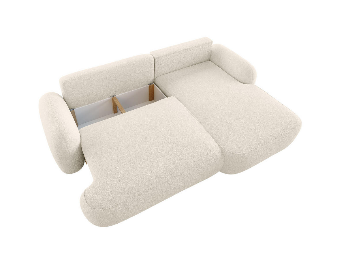 ECKSOFA MIVARO Schlaffsofa Boucle Beige (RECHTS) - Beige, Textil (276/176cm) - Luxkor24