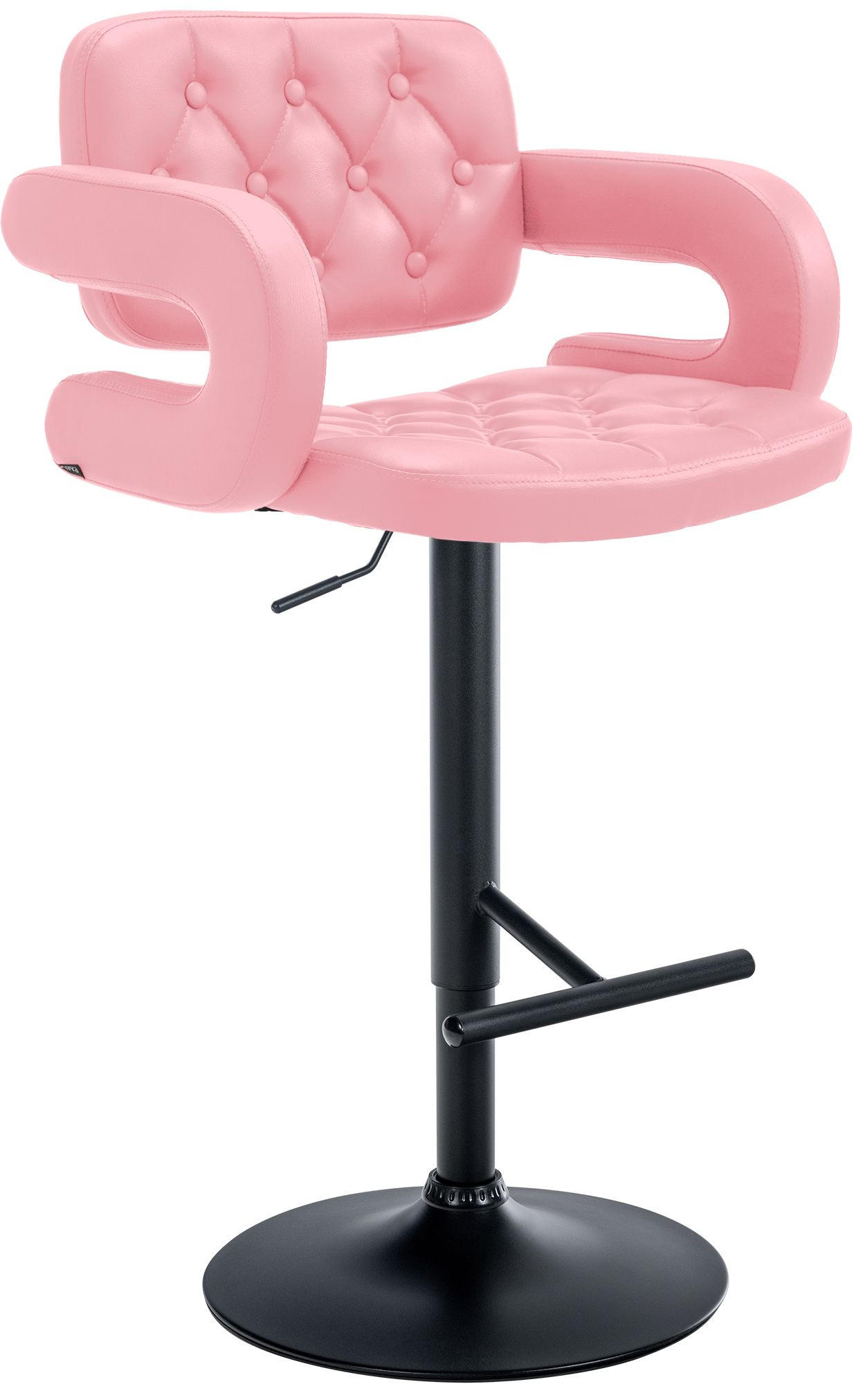 BARHOCKER Lederlook pink - Pink/Schwarz, Textil/Metall (62/103/55cm) - CLP