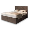 BOXBETT TRANI 160x200 cm mit Matratze und Topper - Braun - Braun, Holz (160/200cm) - MASSENO