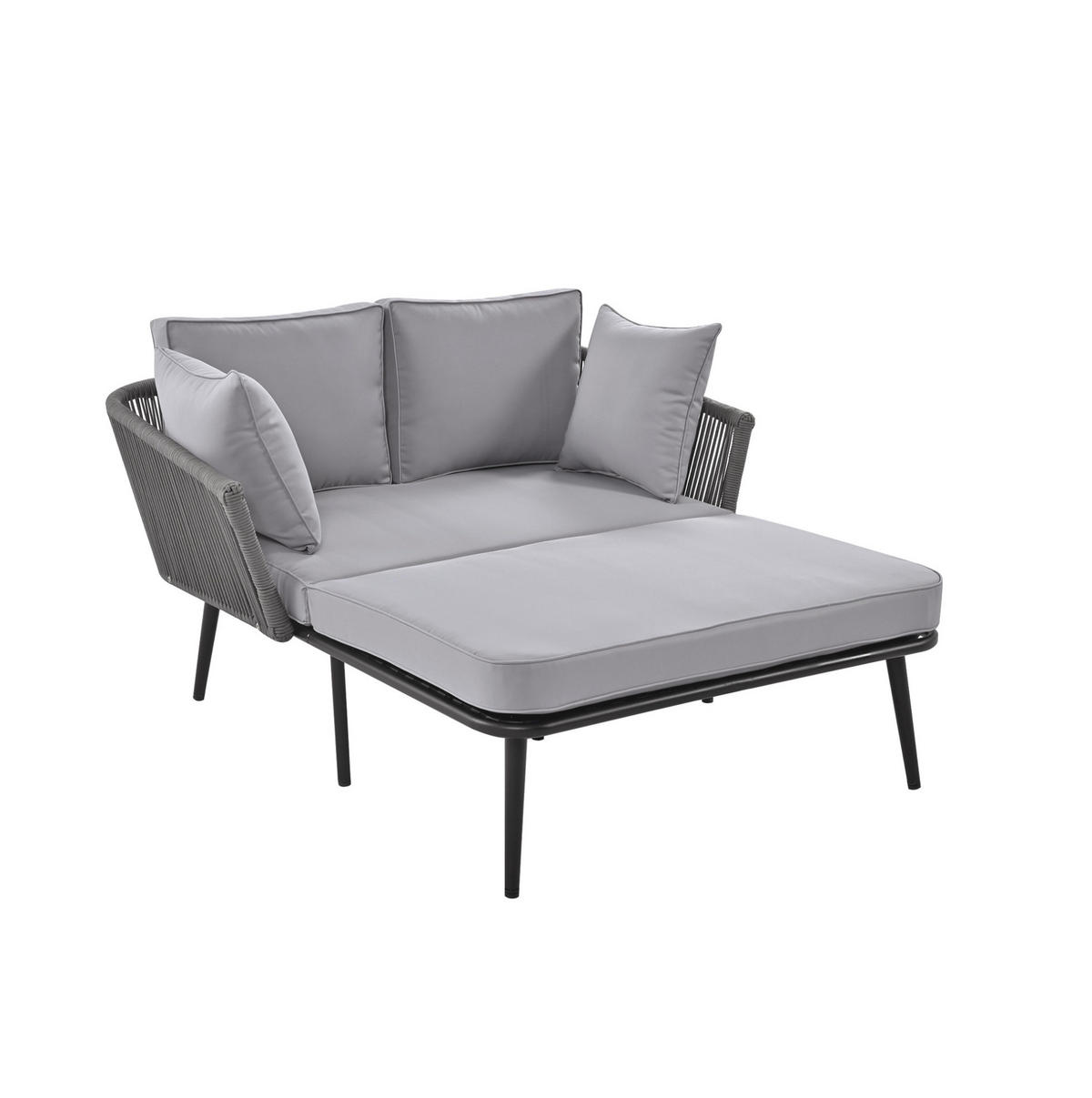 SONNENLIEGE 130/120/67 cm grau aus Polyester und Stahl mit abnehmbaren waschbaren Kissen - Grau, Kunststoff (120/67/130cm) - OKWISH