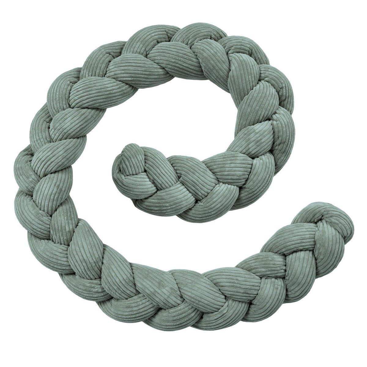 BETTUMRANDUNGSSCHUTZ geflochtene Bettschlange aus Cord, 150 cm, Olivgrün - Grün, Textil - MeowBaby
