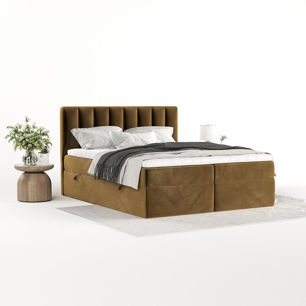 BOXBETT Bari 160/200 cm Honiggelb im Kronos Stoff - Honig, Holz/Holzwerkstoff (160/200cm) - AltaBeds