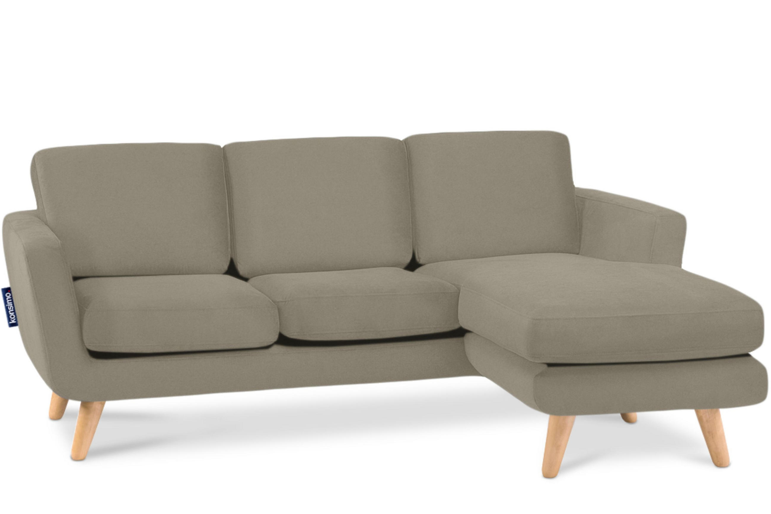 ECKSOFA-RECHTS TAGIO 3/4 Sitzer, Beige - Beige/Braun, Buchenholz/Textil (190/151cm) - KONSIMO®