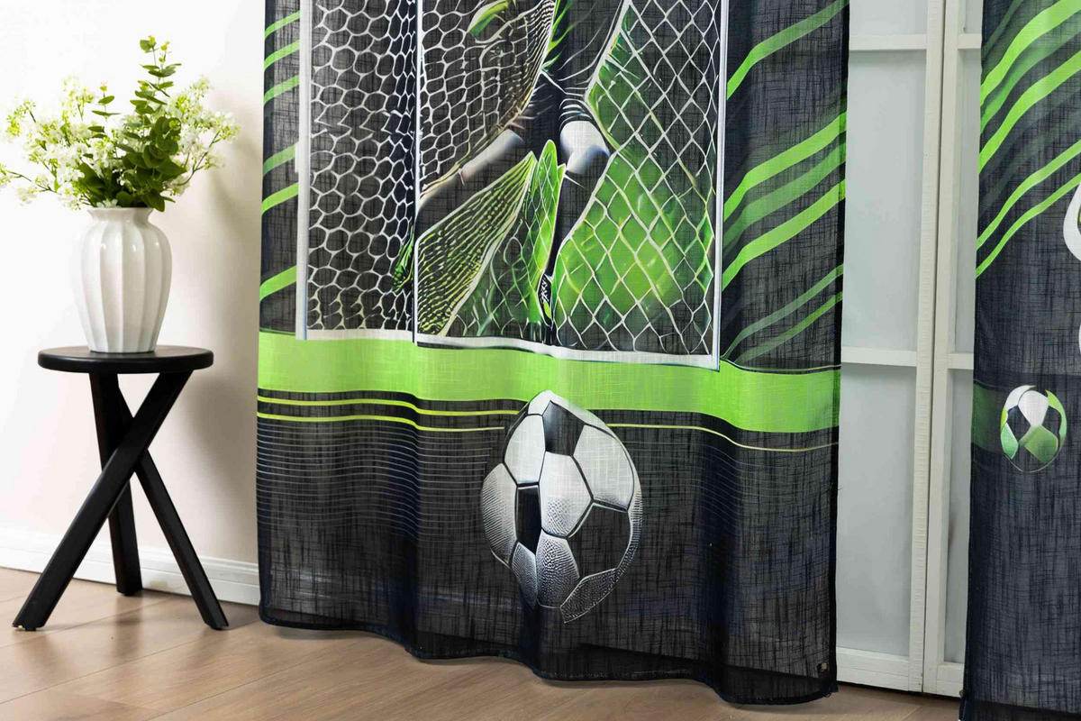 VORHANG 2ER SET SEOUL HxB 245x140 cm Fußball - Grün, Textil (140/245cm) - Gardinenbox