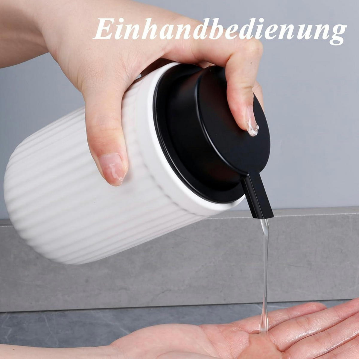 SEIFENSPENDER Keramik Weiß 350ml - Weiß, Keramik (8/14/8cm)